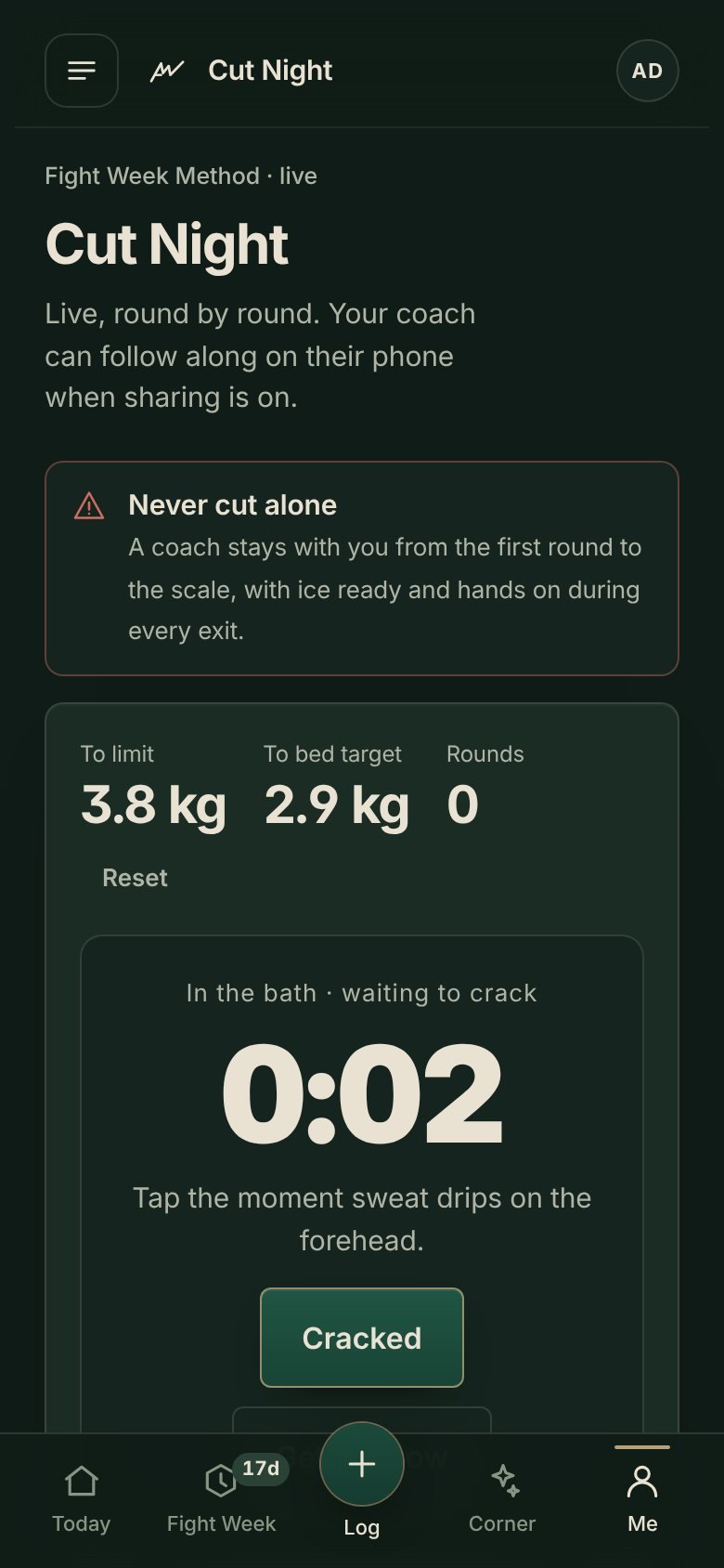 Cut Night live screen with bath timer